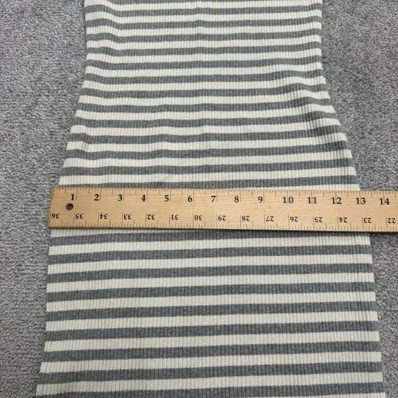 Theory Ribbed Knit Bodycon Midi Dress Womens XSP Gray White Striped Crew Neck - Picture 12 of 14